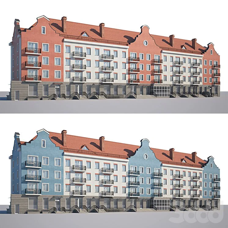 Facade of low-rise houses